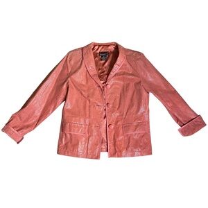 Bradley Bayou Blazer Womens Medium coral Leather Snake Croc Office Career jacket